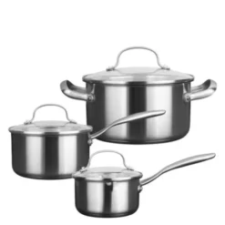 Stenfors kastrullset 3 delar 1/2/3 L med glaslock recycled matt