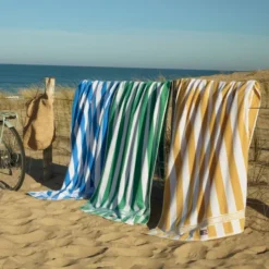 Strandhandduk 180x100 cm frotté gul/vit