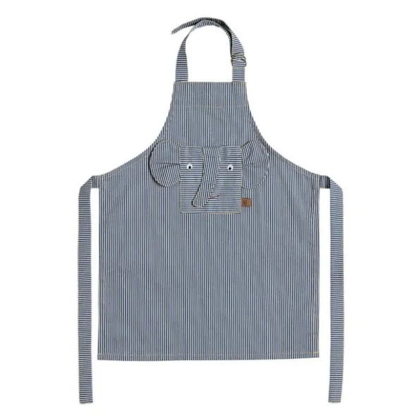 Striped Denim Elefant barnförkläde 56x44 cm blå