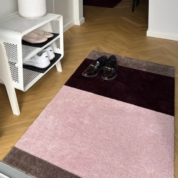 Stripes Horizontally golvmatta 120x67 cm bordeaux/rose/sand