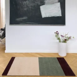 Stripes Horizontally golvmatta 120x67 cm bordeaux/grön/ivory
