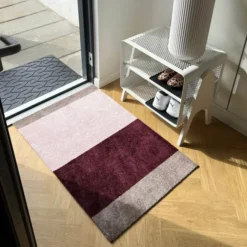 Stripes Horizontally golvmatta 90x60 cm bordeaux/rose/sand