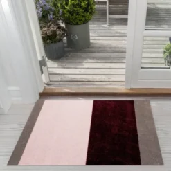 Stripes Horizontally golvmatta 90x60 cm bordeaux/rose/sand