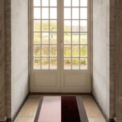 Stripes Horizontally golvmatta 90x60 cm bordeaux/rose/sand