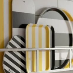 Stripes serveringsbricka 38x38 cm svart/vit