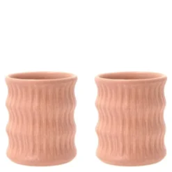 Styles Mugg räfflat mönster 2-pack 30 cl Rosa