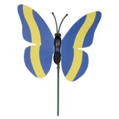 Sverige fjäril på pinne 5 cm blå/gul