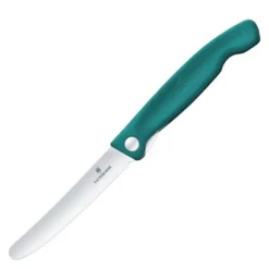 Swiss Classic picknickkniv 11 cm vågigt blad grön