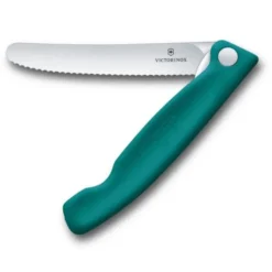 Swiss Classic picknickkniv 11 cm vågigt blad grön