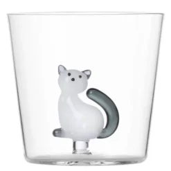 Tabby Cat vattenglas 35 cl katt grå svans