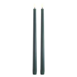 Taper Candles slim LED-kronljus 2,3x32 cm 2-pack mörkgrön
