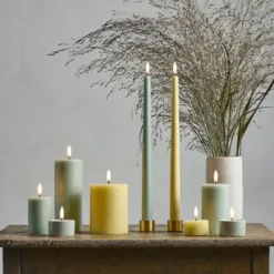 Taper Candles slim LED-kronljus 2,3x32 cm 2-pack dusty green