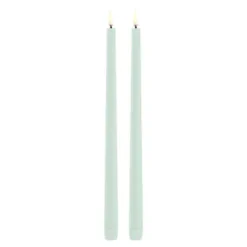 Taper Candles slim LED-kronljus 2,3x32 cm 2-pack dusty green
