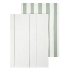Taulo kökshandduk 70x50 cm 2-pack vit/grön randig