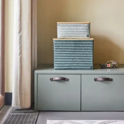 Top Fit stor förvaringskorg med lock 31x23x15 cm eucalyptus