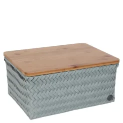 Top Fit stor förvaringskorg med lock 31x23x15 cm eucalyptus
