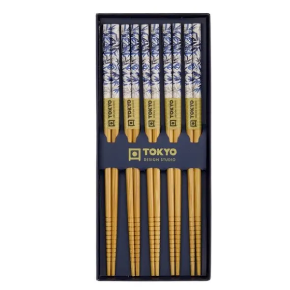 Ätpinneset 5-pack blå bambu