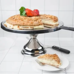 Tårtfat / serveringsfat på fot 33 cm stål