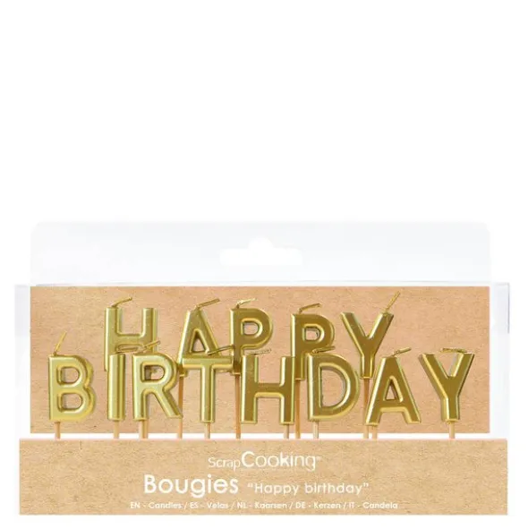 Tårtljus Happy Birthday guld