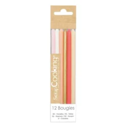 Tårtljus 12-pack 12 cm rosa/guld/vit/röd