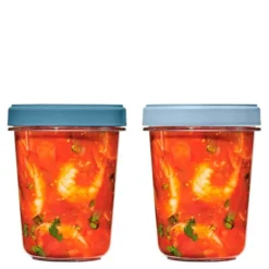 Twist & Stack förvaringsburk 94,6 cl 2-pack med lock klar/blå