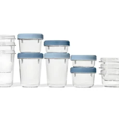 Twist & Stack förvaringsburk 94,6 cl 2-pack med lock klar/blå