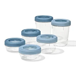 Twist & Stack förvaringsburk 59,2 cl 2-pack med lock klar/blå