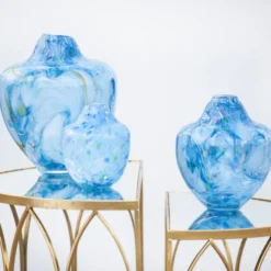 Unik Skulptur Konstglas 31 cm Blå
