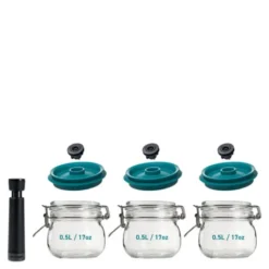 Vakuumförslutare burkar 3-pack 0,5 L grön