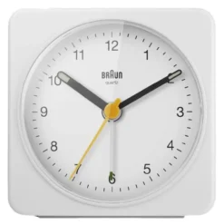 Väckarklocka analog 7,8 cm vit