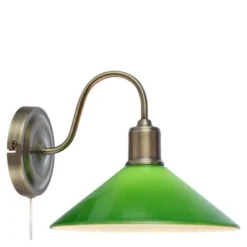 Vela vägglampa 21 cm antik mässing/grön