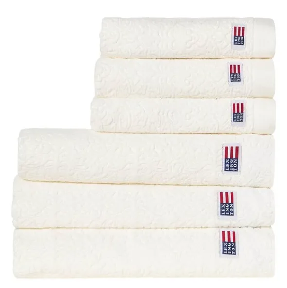 Velour jacquard handduk 50x70 cm ornament snow white