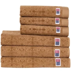 Velour jacquard handduk 100x150 cm ornament fudge