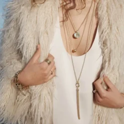 Vibrance halsband långt Shimmer guld