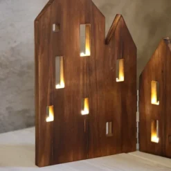 View bordsdekoration med LED 71,5 cm trä