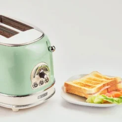 Vintage Brödrost med toastgaller 2 skivor Grön
