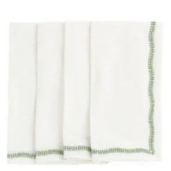 White Embroidery servetter 50x50 cm 4-pack green tea