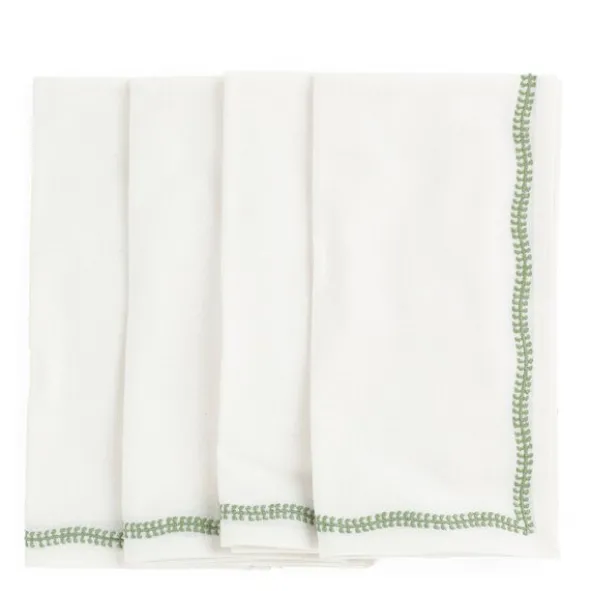 White Embroidery servetter 50x50 cm 4-pack green tea