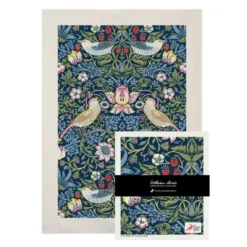 William Morris set kökshandduk & disktrasa Strawberry thief