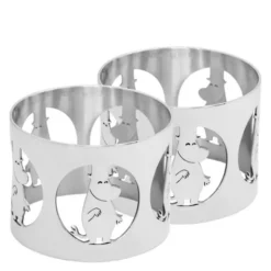 x Mumin Servettringar 5 cm 2-pack Muminpappa Förnicklad Mässing