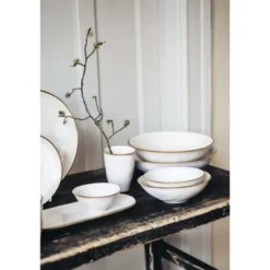 x Nosse Skål 25 cm Edge Ivory Gold
